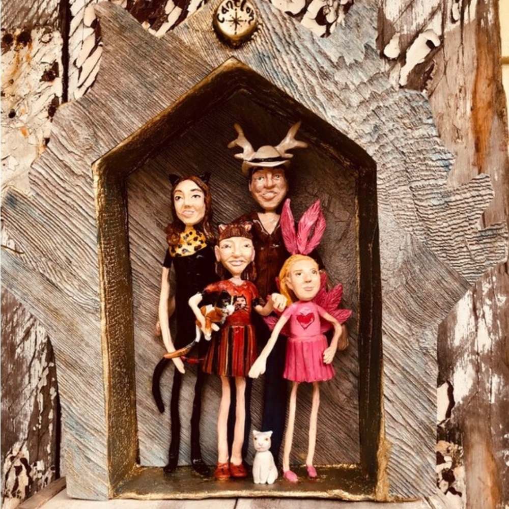 Custom Family Portrait 3-d clay Mixed Media Art